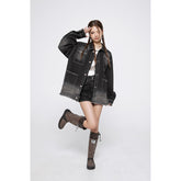 Unisex Jacket Retro Washed Burr Denim Clothes Jacket